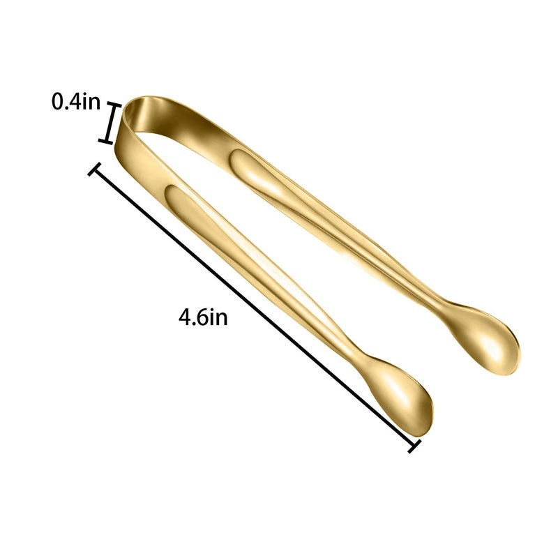 TOUGS 10 Pack Small Ice Tongs Sugar Tongs, Stainless Steel Mini Serving Appetizers Tongs for Party Coffee Tea Wine Bar Kitchen (Golden) - Image 2